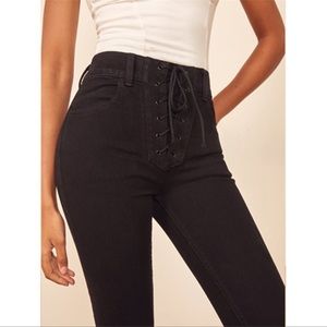 Reformation lace up black jeans